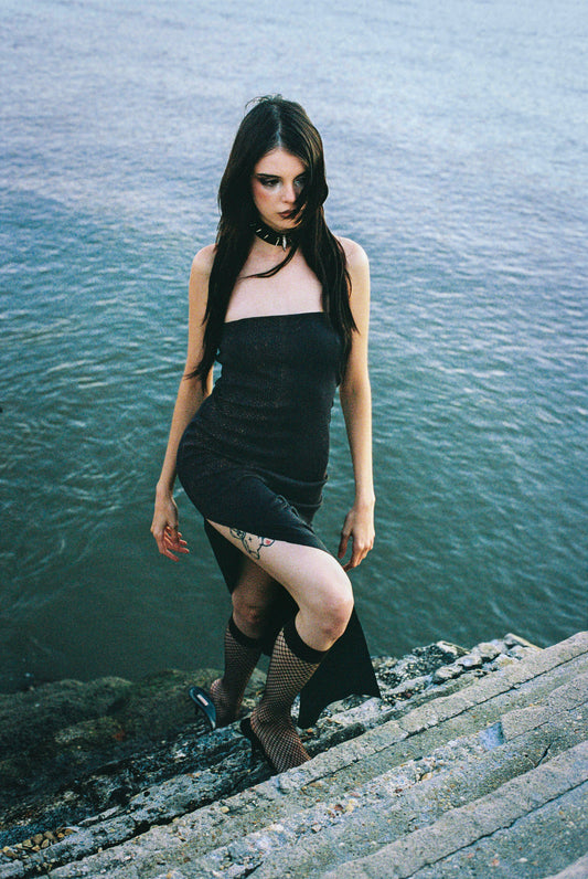Hand-dyed strapless dress